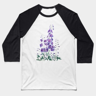 purple blue pink delphinium watercolor Baseball T-Shirt